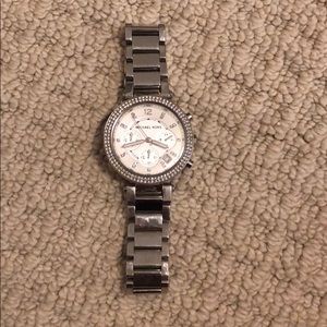 Silver Micheal Kors Watch with double row crystals